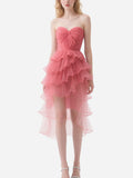 Romantic Pink Tulle Irregular Layered Skirt