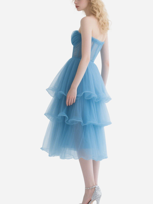 Fresh Blue Gauze Strap Skirt