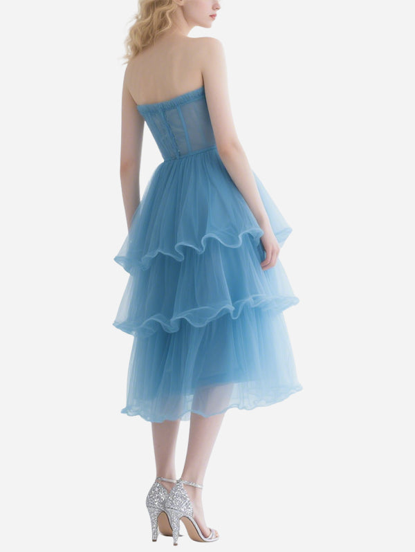 Fresh Blue Gauze Strap Skirt