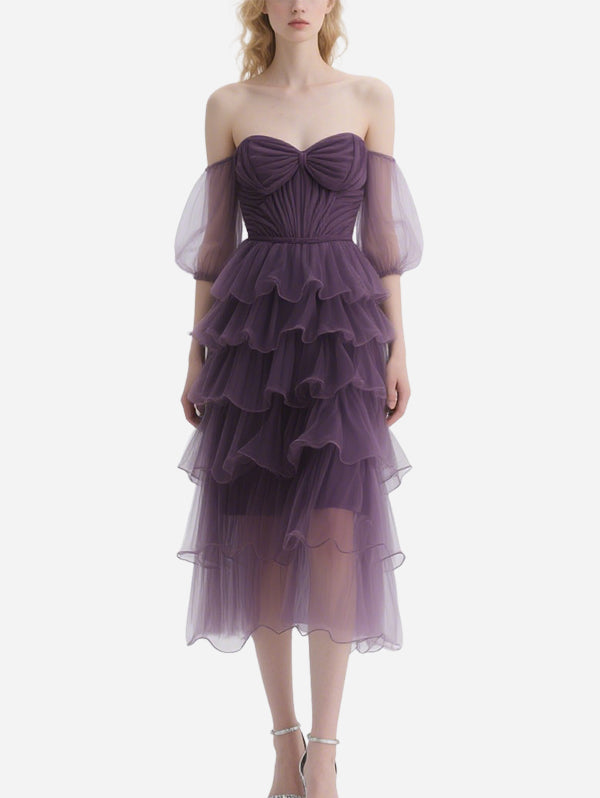 Romantic Bow-Knot Purple Gauze Skirt