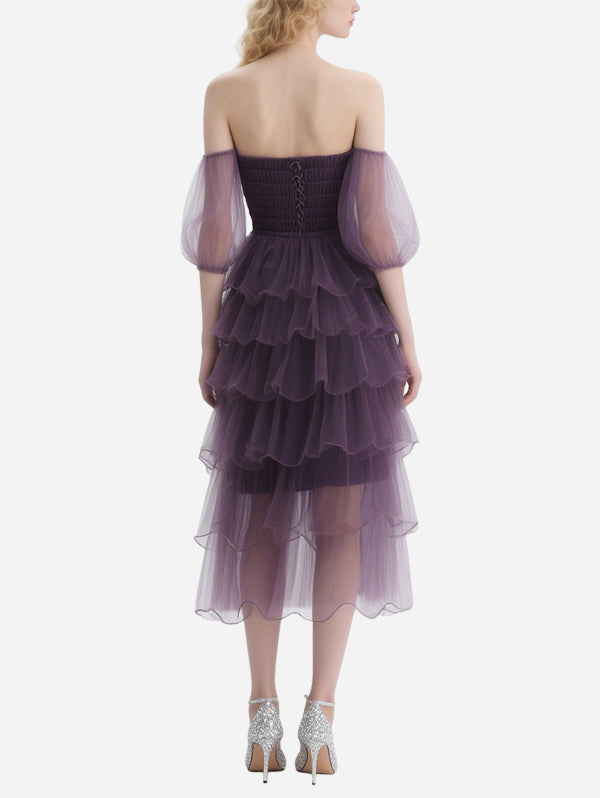 Romantic Bow-Knot Purple Gauze Skirt
