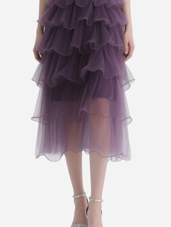 Romantic Bow-Knot Purple Gauze Skirt