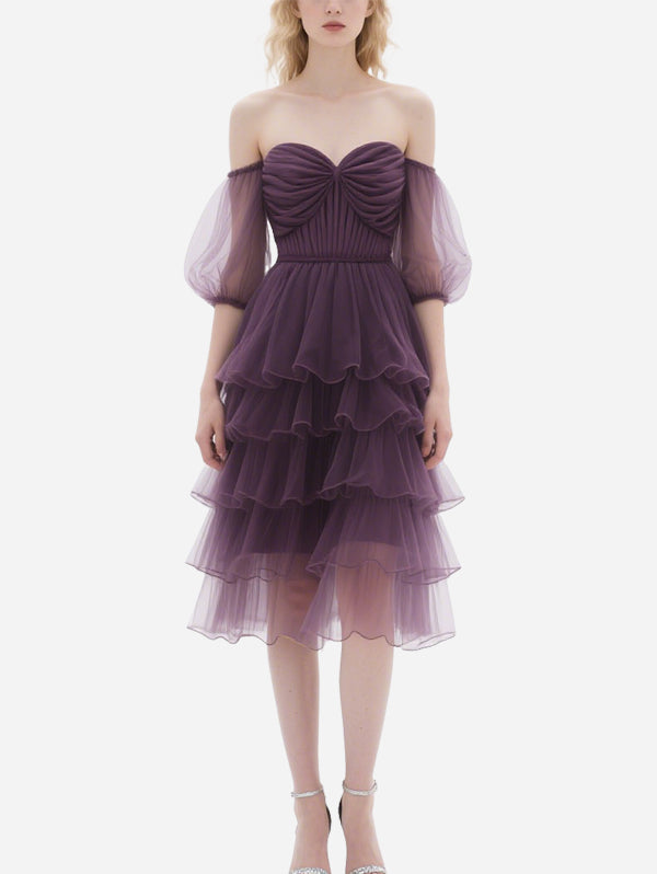 Retro Palace-Style Purple Gauze Skirt