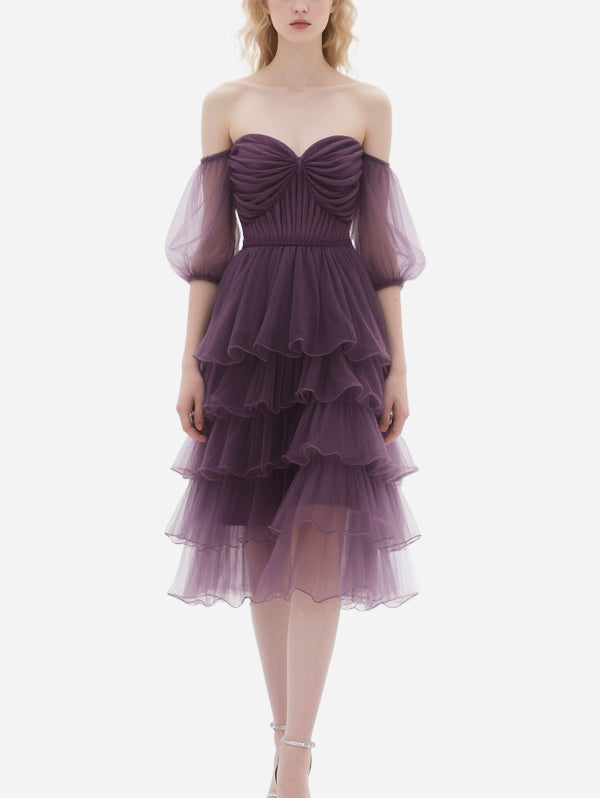 Retro Palace-Style Purple Gauze Skirt