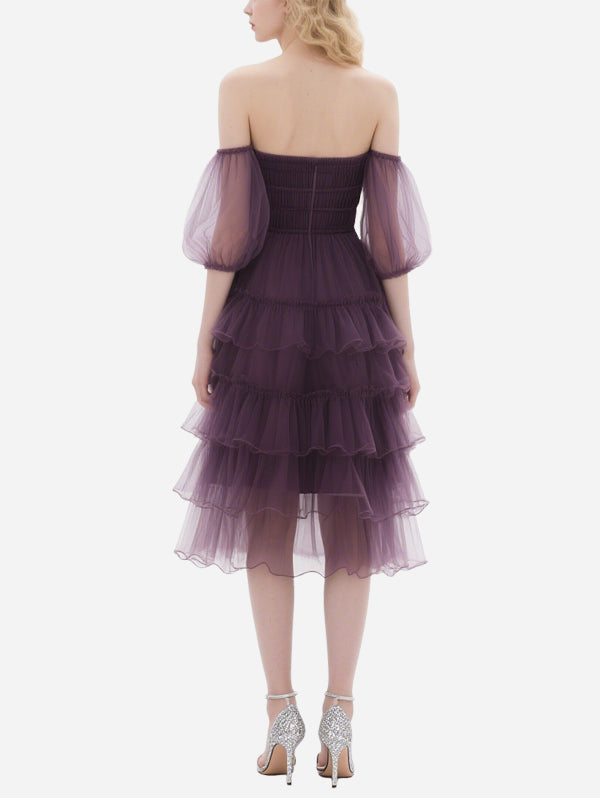 Retro Palace-Style Purple Gauze Skirt