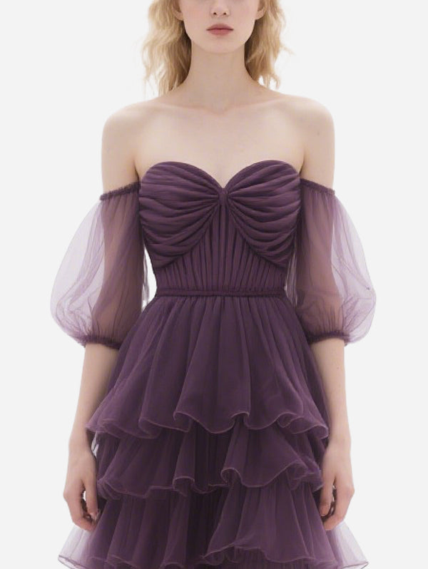 Retro Palace-Style Purple Gauze Skirt