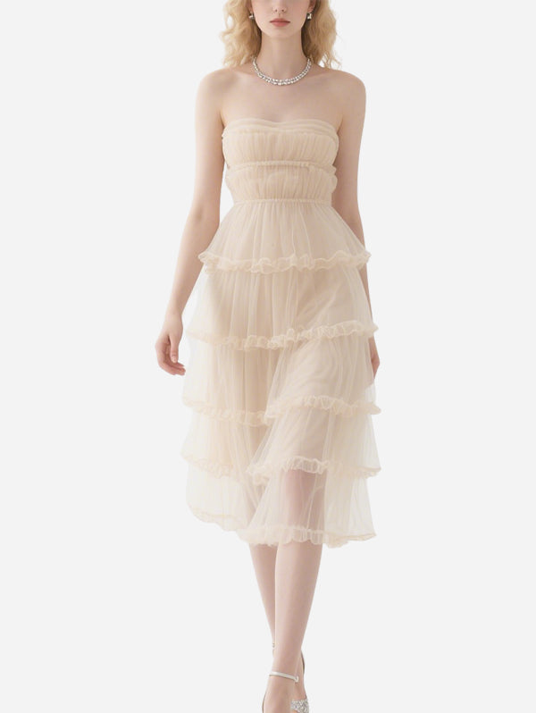 Gentle Nude Pleated Gauze Skirt