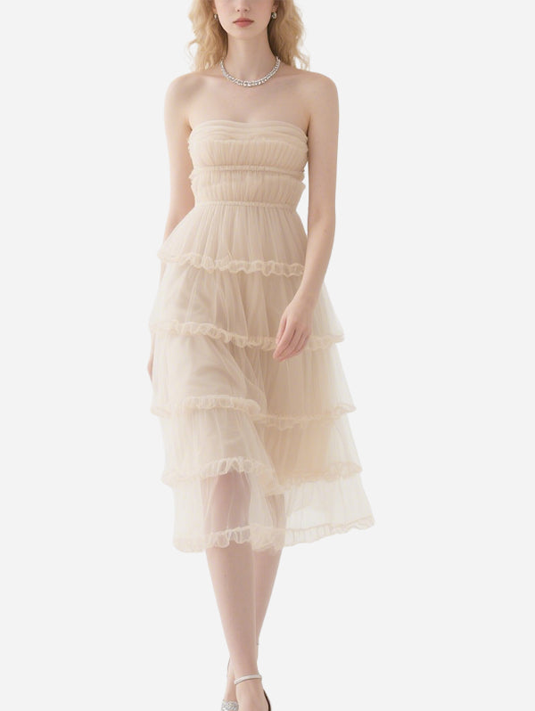 Gentle Nude Pleated Gauze Skirt
