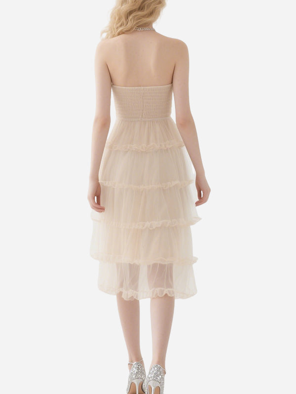 Gentle Nude Pleated Gauze Skirt