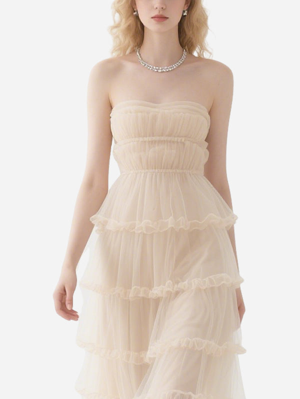 Gentle Nude Pleated Gauze Skirt
