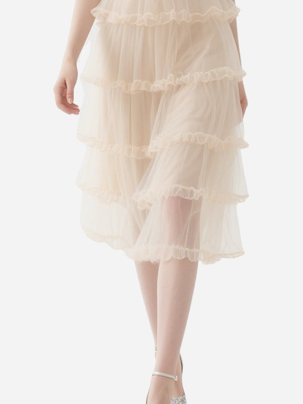 Gentle Nude Pleated Gauze Skirt